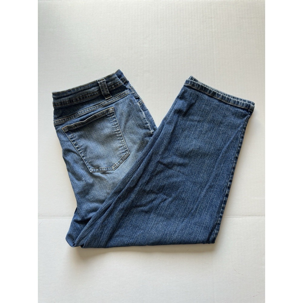St. Johns Bay Stretch Denim Capris Medium Wash Cropped Jeans Womens 16W Blue
